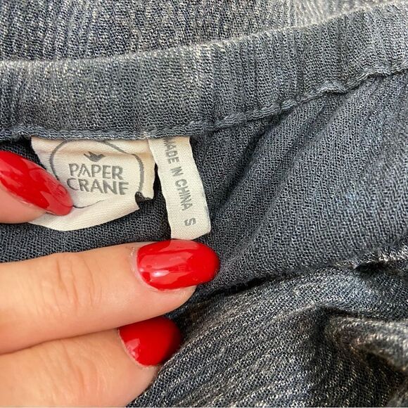 Paper Crane Black Grey Mineral Wash Boho Peasant Blouse Size Small - Picture 8 of 11